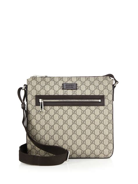 gucci supreme canvas and leather brown crossbody messenger bag|Gucci zipper pouch.